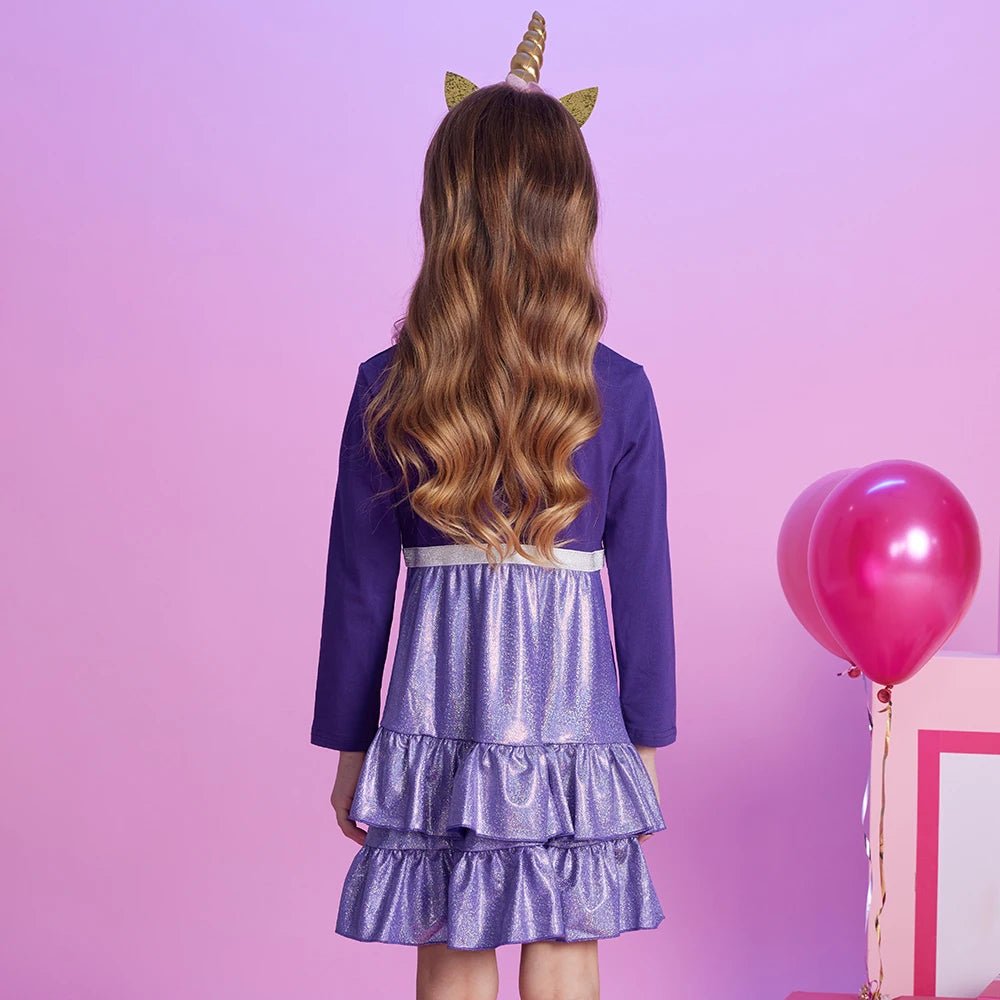 Girls Long Sleeve Metalic Dress - itzy bitsy