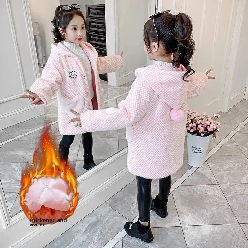 Girls Mink Velvet Woolen Coat 3 - 14Y - itzy bitsy