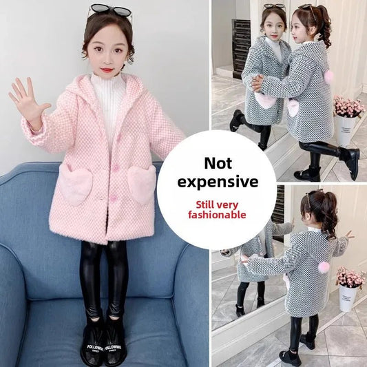 Girls Mink Velvet Woolen Coat 3 - 14Y - itzy bitsy