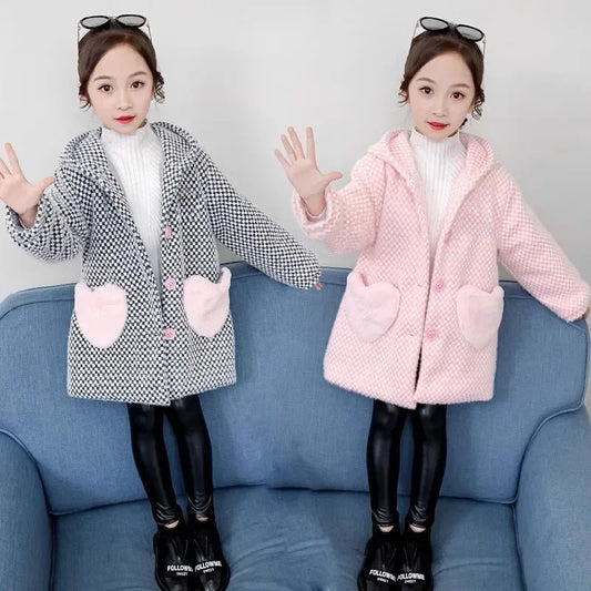 Girls Mink Velvet Woolen Coat 3 - 14Y - itzy bitsy