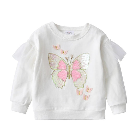 Girls Sequined Butterfly Sweatshirt - itzy bitsy