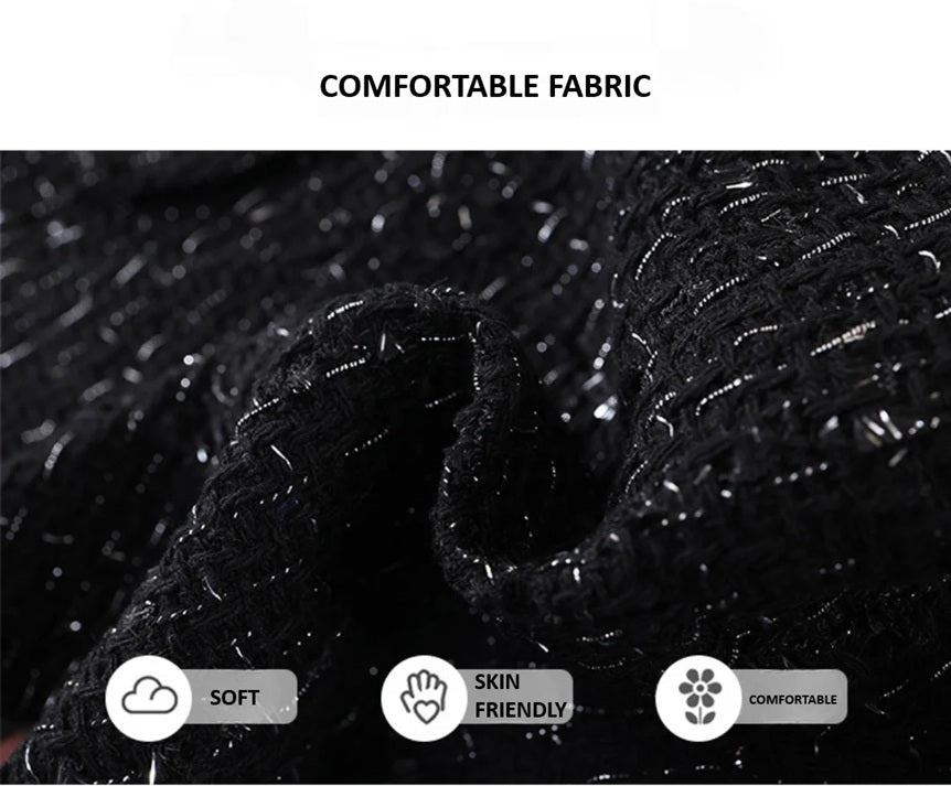 Girl's Black Tweed Sleeveless Sundress