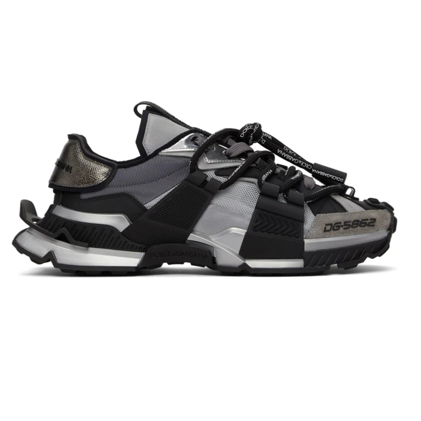 D&G Designer Inspired Space Sneakers - Black Silver