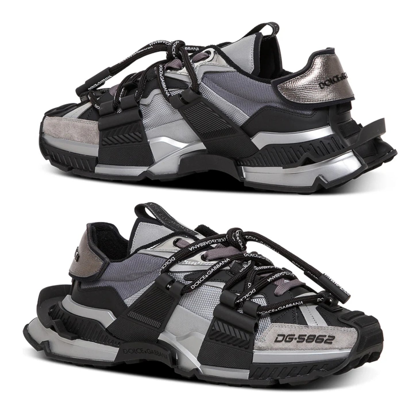 D&G Designer Inspired Space Sneakers - Black Silver