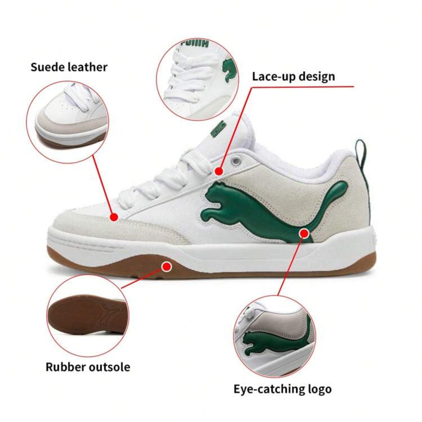 PUMA Unisex Park Lifestyle SD Trainers - Whit Green