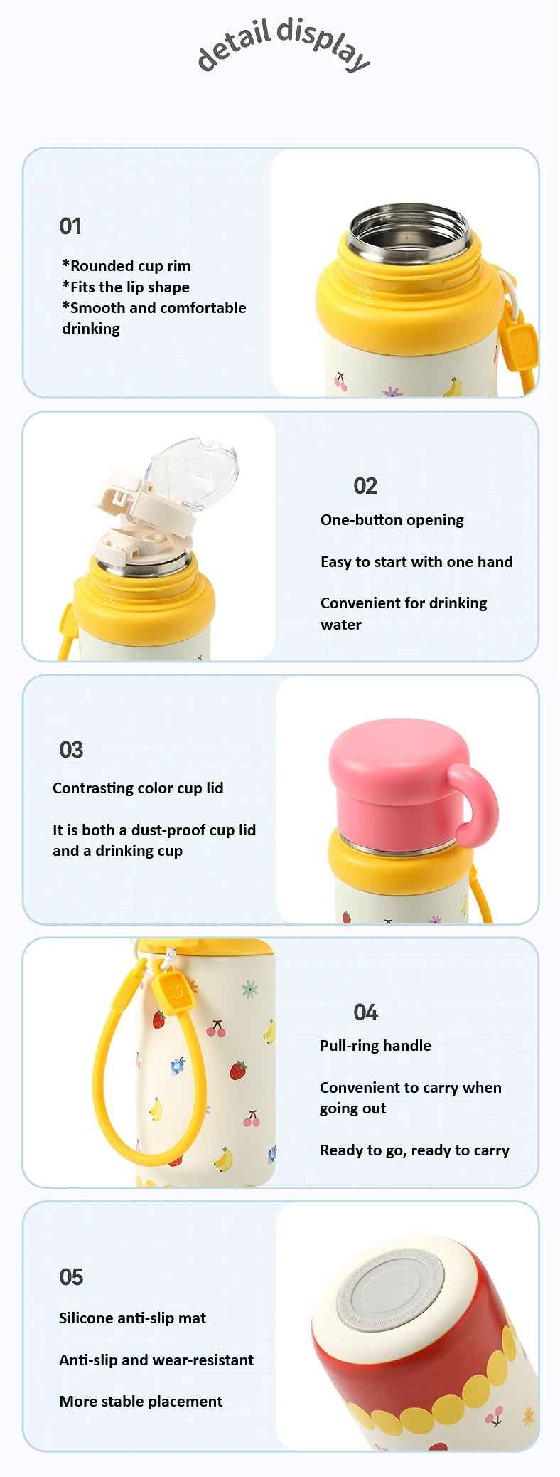 500ml Stainless Steel Fruity Insulated Water Bottle