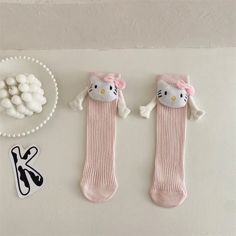 Hello Kitty Pink Socks with Magnetic Hand on Hand - itzy bitsy