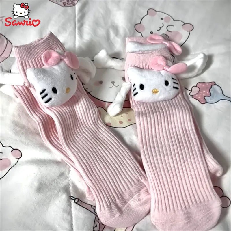Hello Kitty Pink Socks with Magnetic Hand on Hand - itzy bitsy