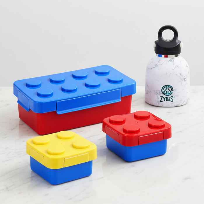 Building Block Lunch Box & Water Bottle 4Pcs Set