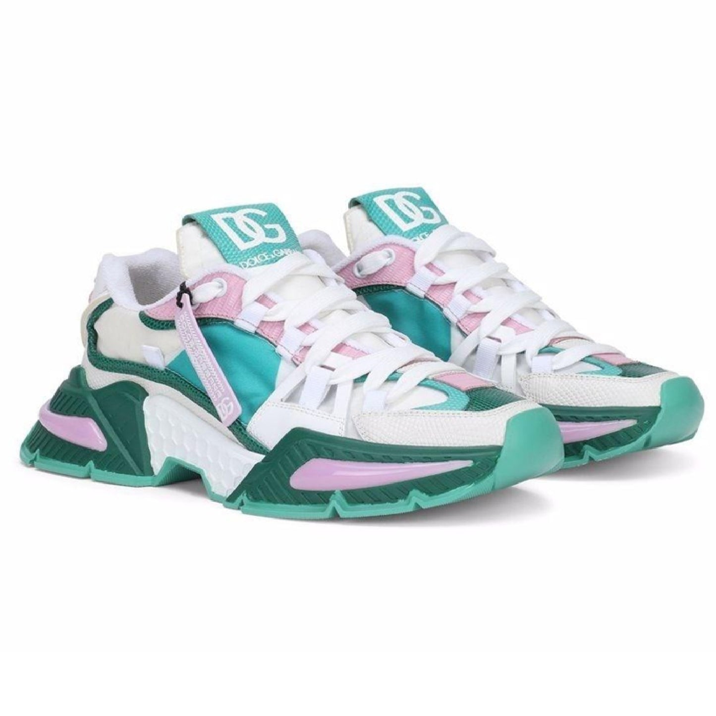 D&G Designer Inspired Air Master Sneakers Women | Green-Pink