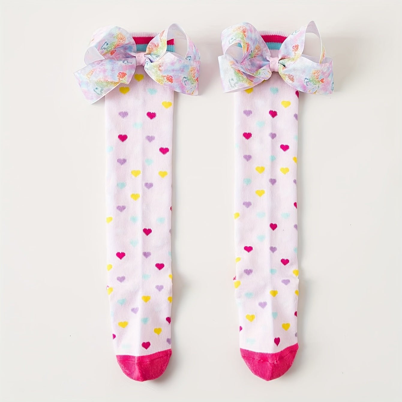 Knee High Socks with Heart & Bow Design - itzy bitsy