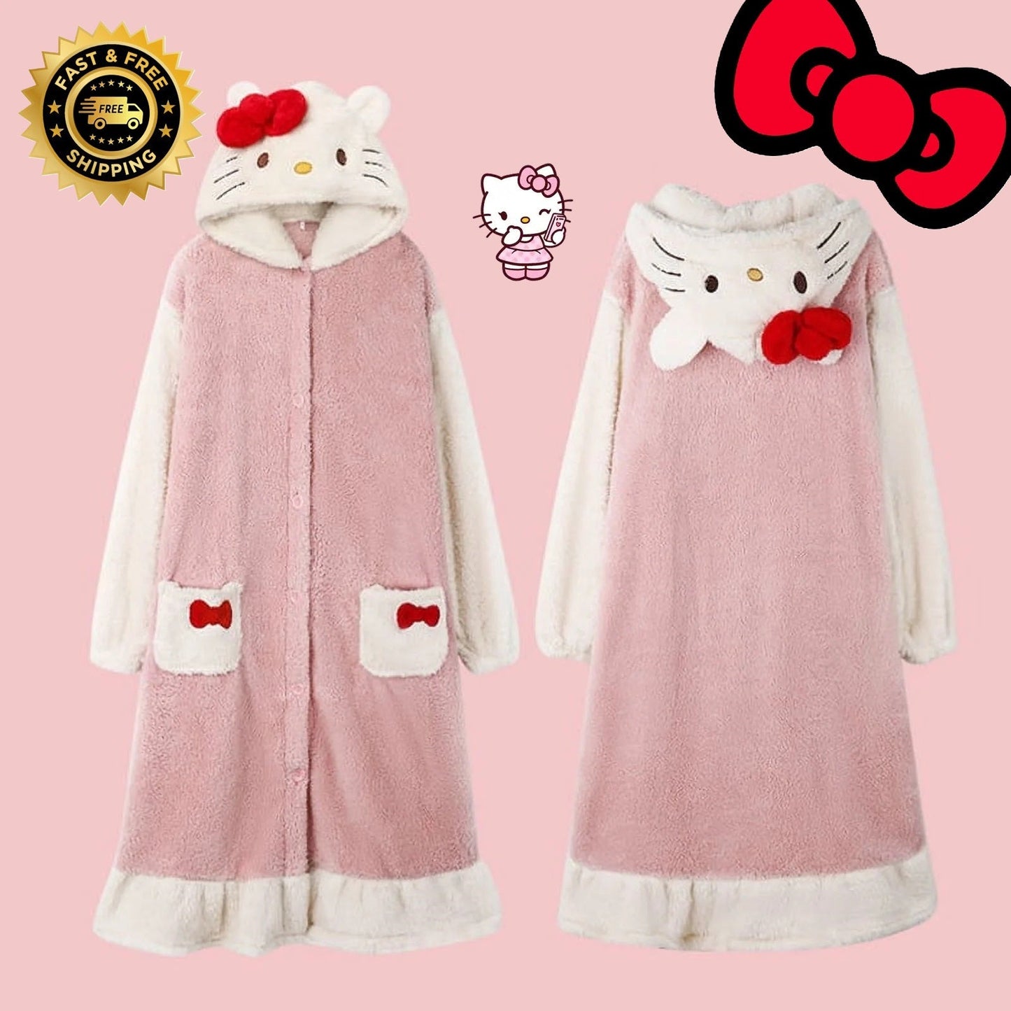 KT Soft & Thick Coral Velvet Robe - itzy bitsy