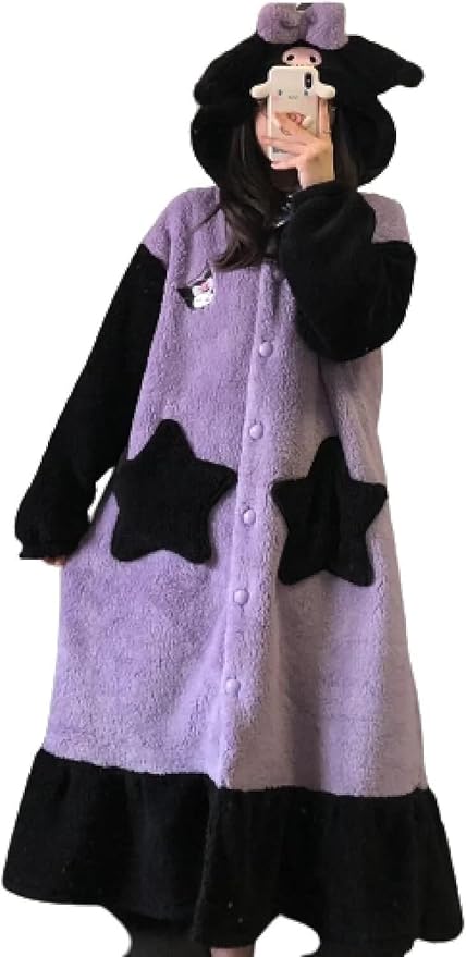 Kuromi Soft & Thick Coral Fleece Robe - itzy bitsy