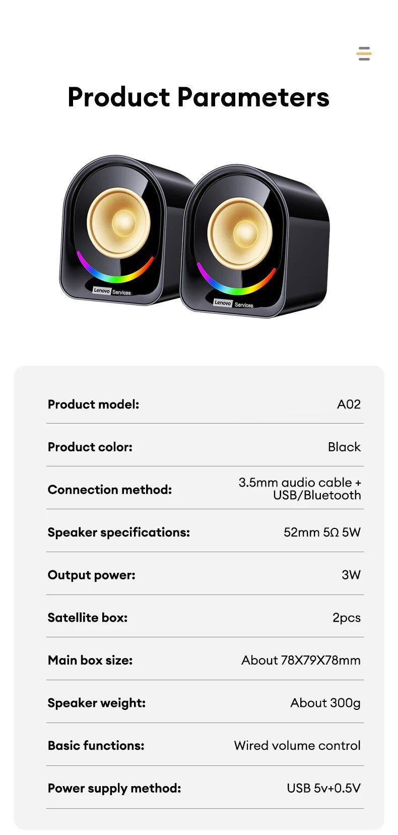 Lenovo A02 Audio Player Wireless Bluetooth Speaker HIFI Surround Sound For Phone & Computer - itzy bitsy