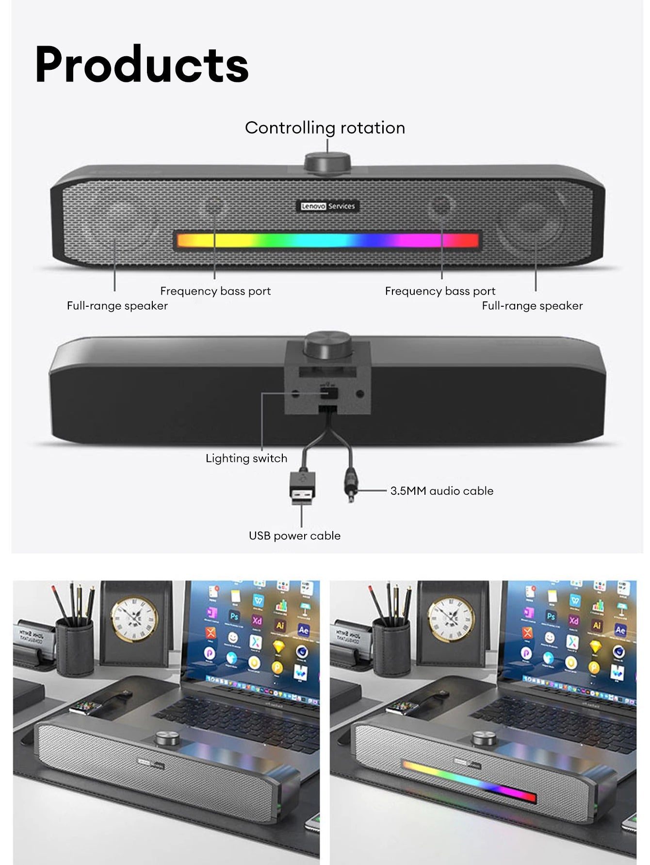 Lenovo B02 Bluetooth Stereo HiFi Heavy Bass Long Soundbar - itzy bitsy
