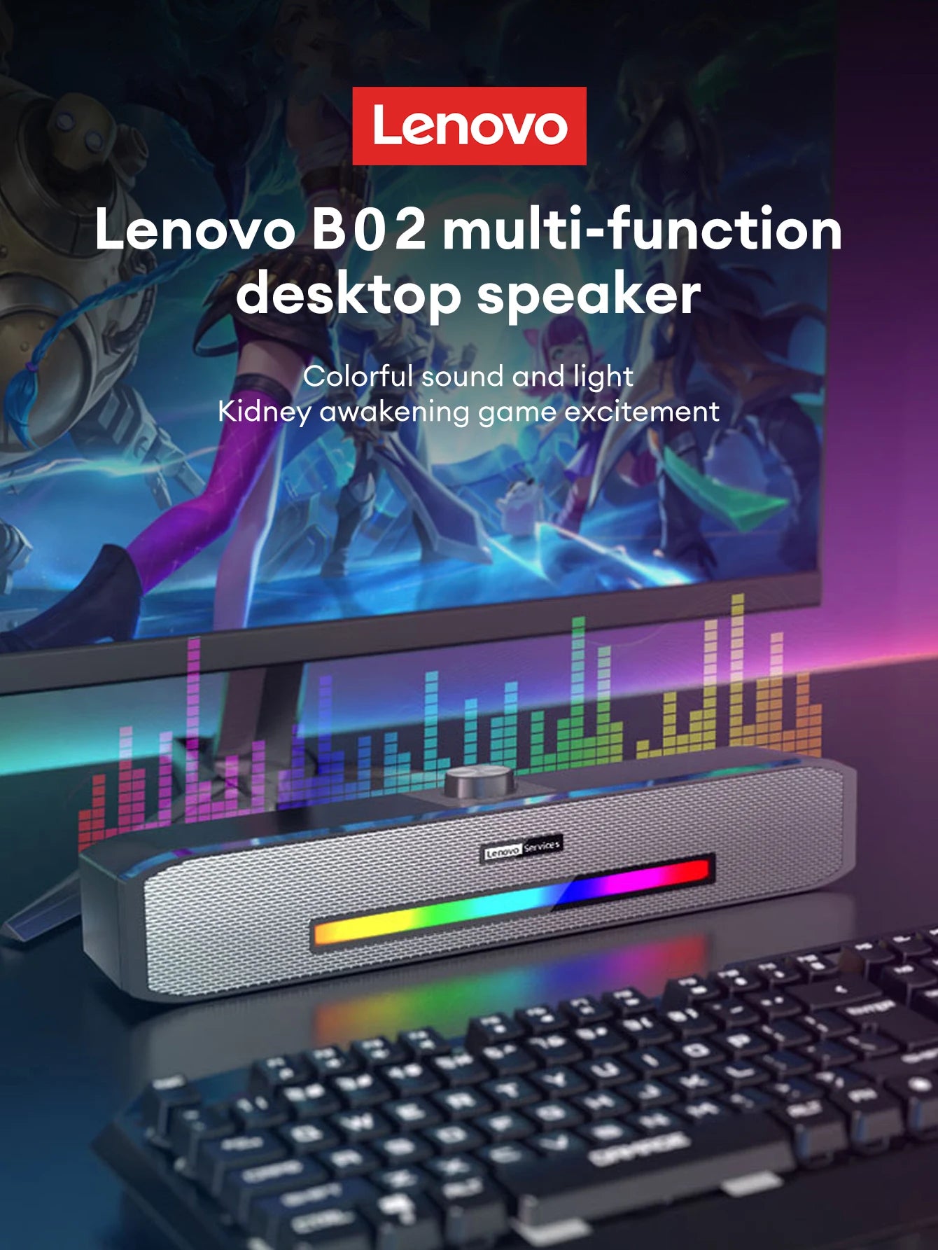 Lenovo B02 Bluetooth Stereo HiFi Heavy Bass Long Soundbar - itzy bitsy