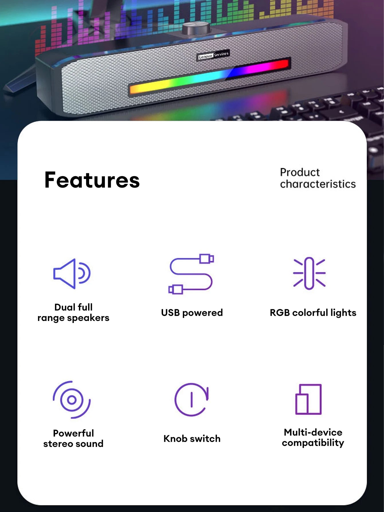 Lenovo B02 Bluetooth Stereo HiFi Heavy Bass Long Soundbar - itzy bitsy