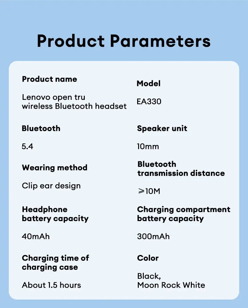 Lenovo EA330 Wireless V5.4 Ear Clip - itzy bitsy