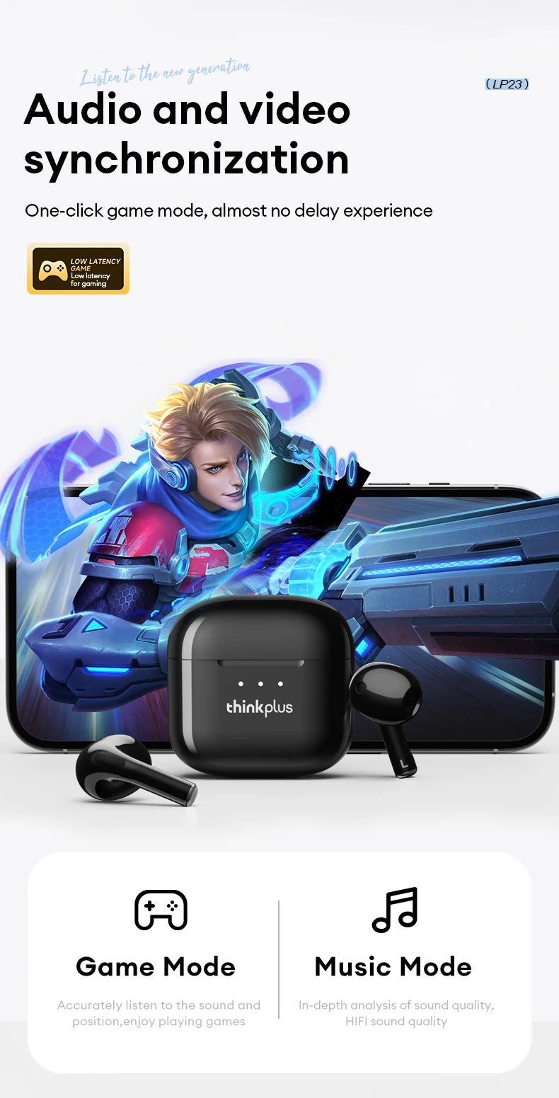 Lenovo LP23 Wireless v5.4 HiFi With Mic Earbuds - itzy bitsy