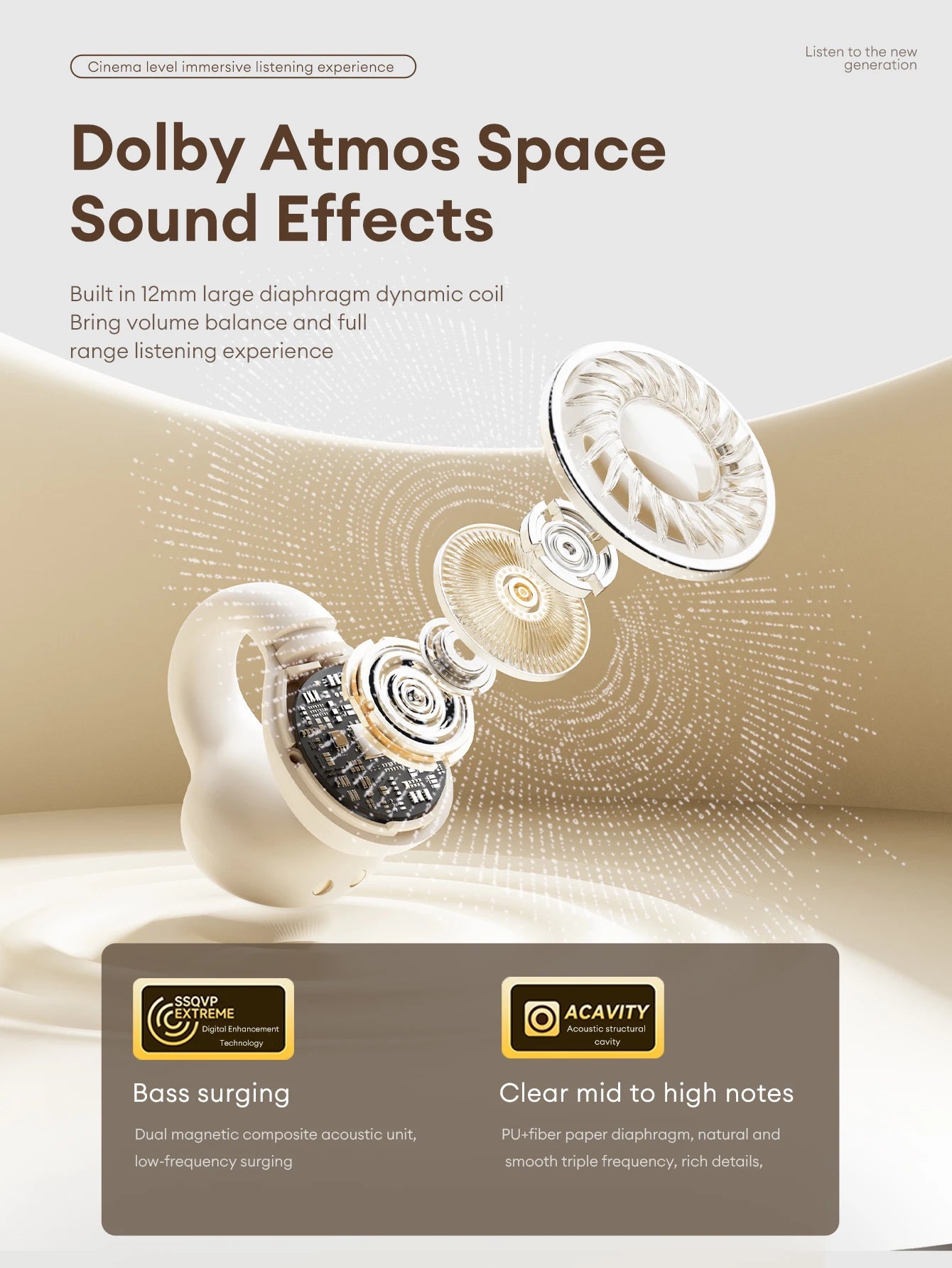 Lenovo LP25 OWS Wireless Ear Clip With Mic - itzy bitsy