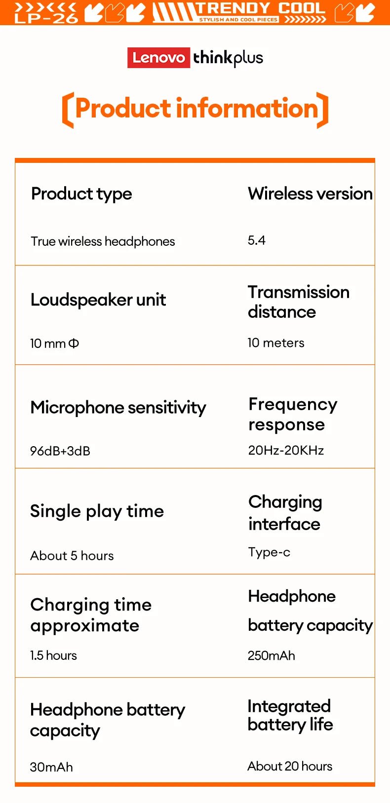 Lenovo LP26 Wireless V5.4 HIFI Headset With Mic - itzy bitsy