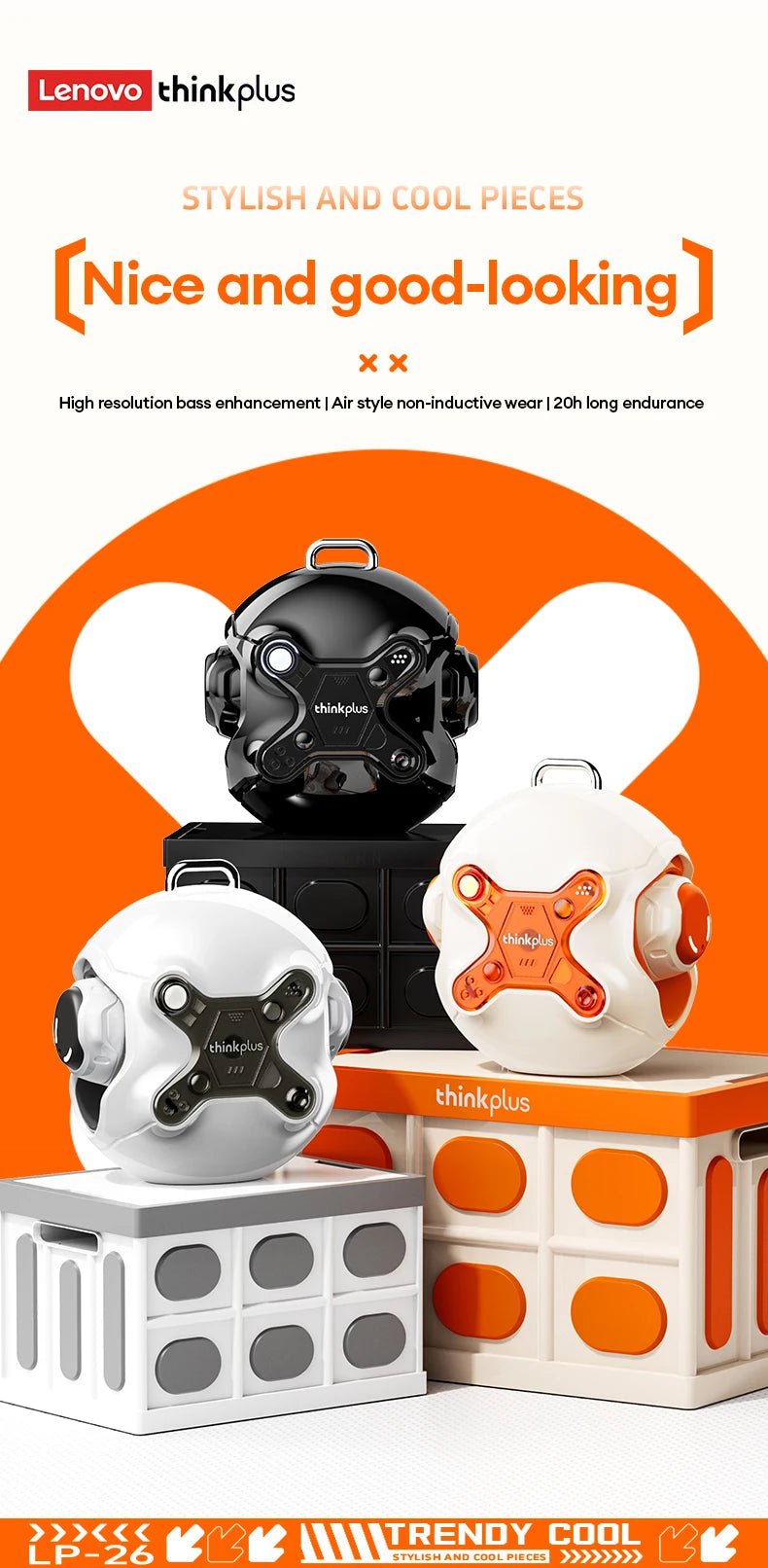 Lenovo LP26 Wireless V5.4 HIFI Headset With Mic - itzy bitsy