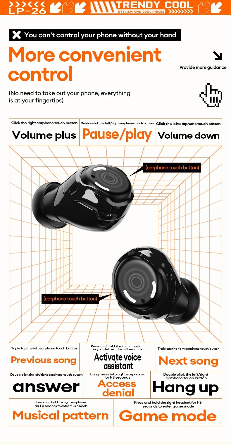 Lenovo LP26 Wireless V5.4 HIFI Headset With Mic - itzy bitsy