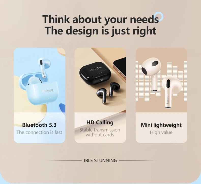 Lenovo LP40 Plus Wireless Earbuds With Mic - itzy bitsy