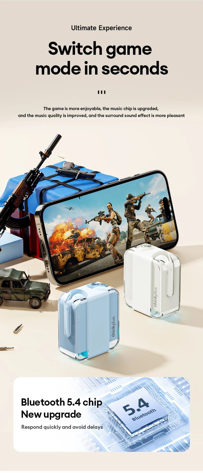 Lenovo LP51 TWS Wireless v5.4 Gaming Earbuds With Mic - itzy bitsy