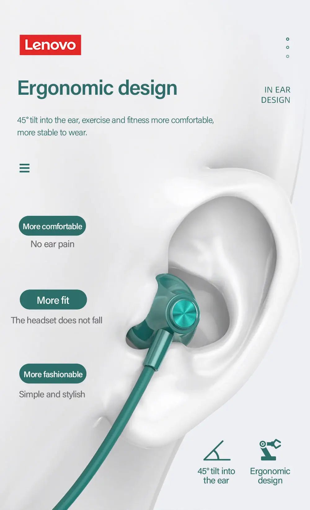 Lenovo SH1 Wireless Magnetic Neckband Headset With Mic - itzy bitsy