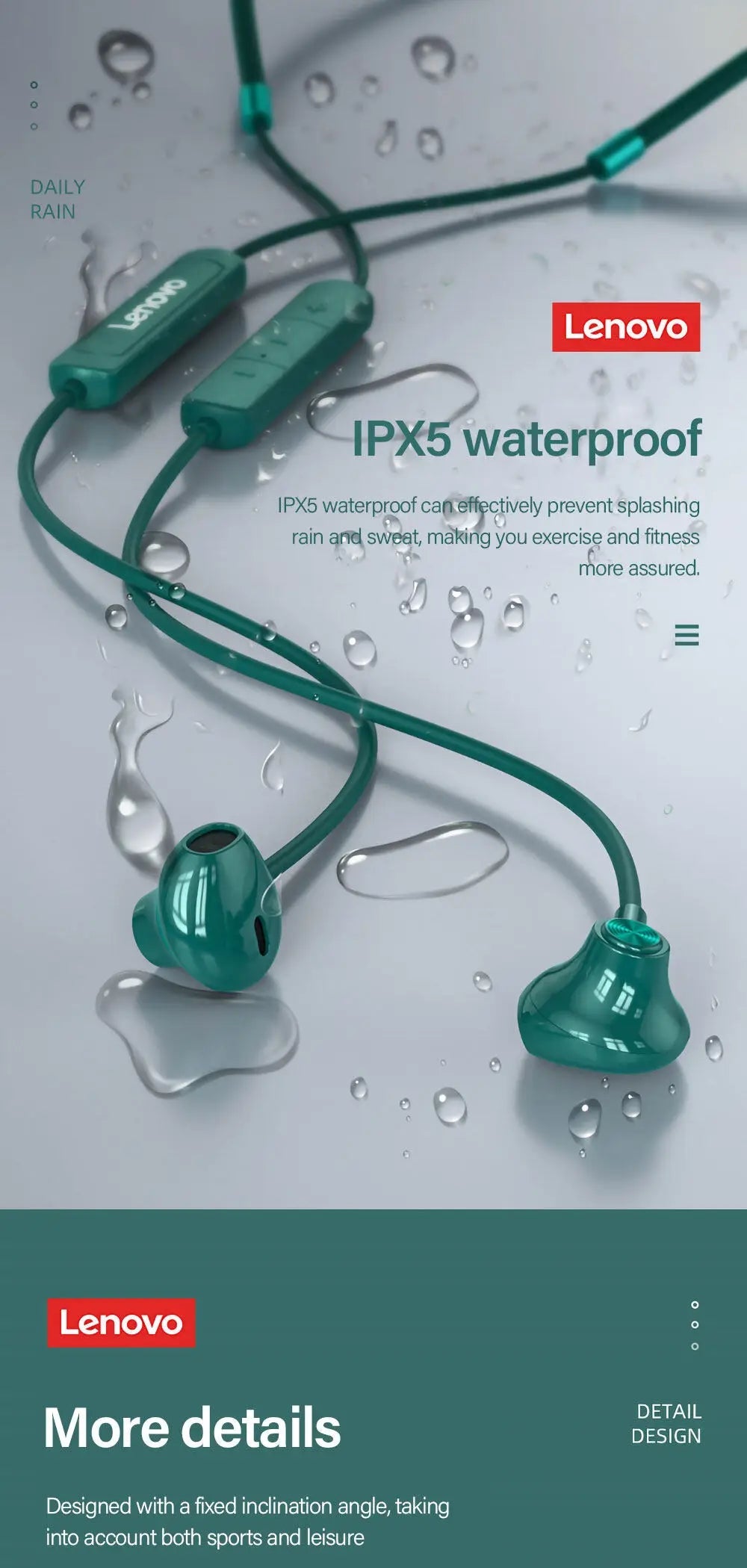 Lenovo SH1 Wireless Magnetic Neckband Headset With Mic - itzy bitsy