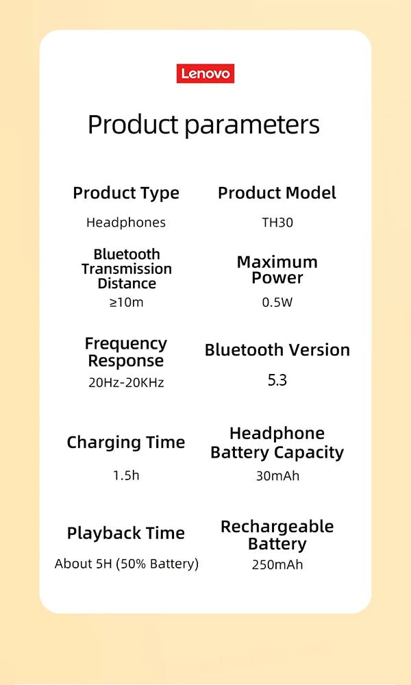 Lenovo TH30 Wireless HiFi Headphone - itzy bitsy