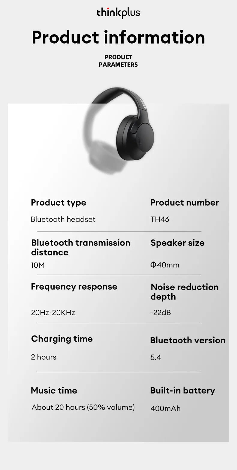 Lenovo Th46 Wireless V5.4 Scalable Headphones - itzy bitsy