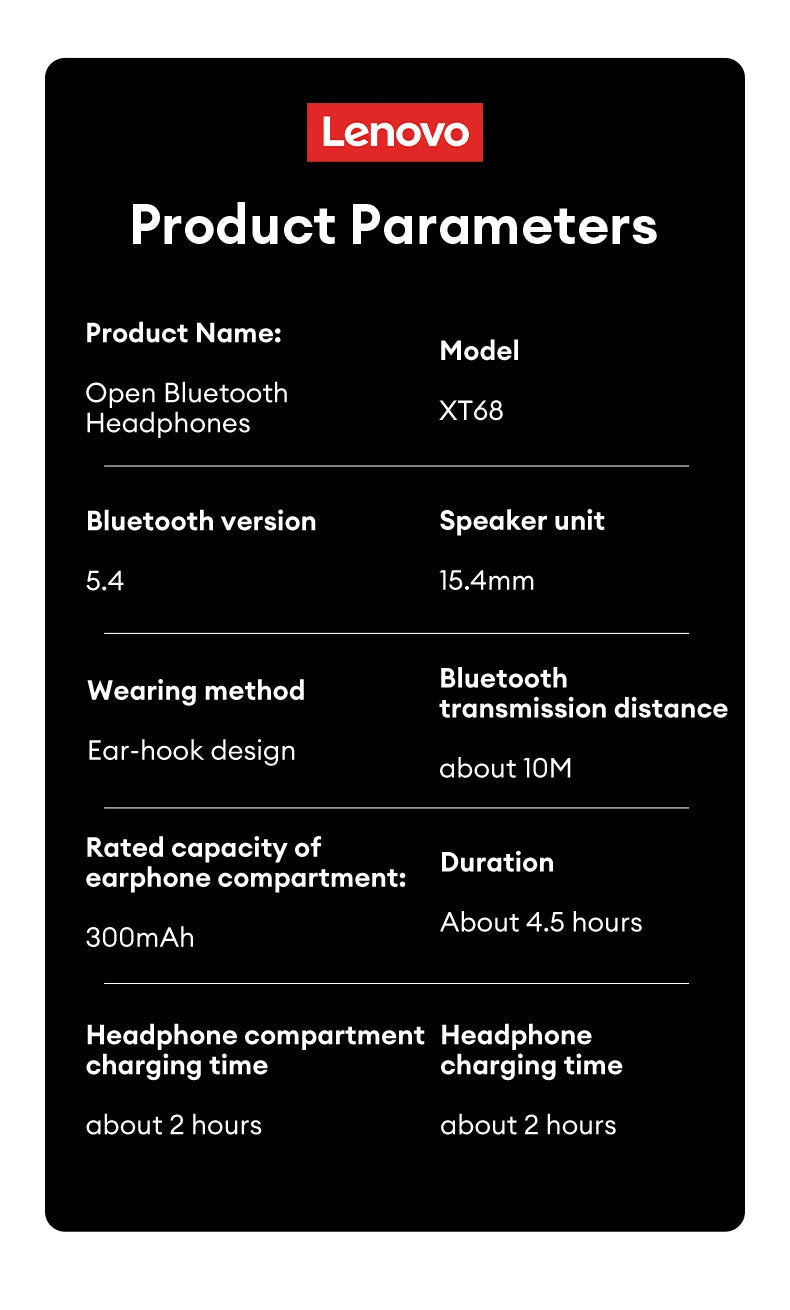 Lenovo XT68 Wireless With Mic Bone Conduction Earbuds - itzy bitsy