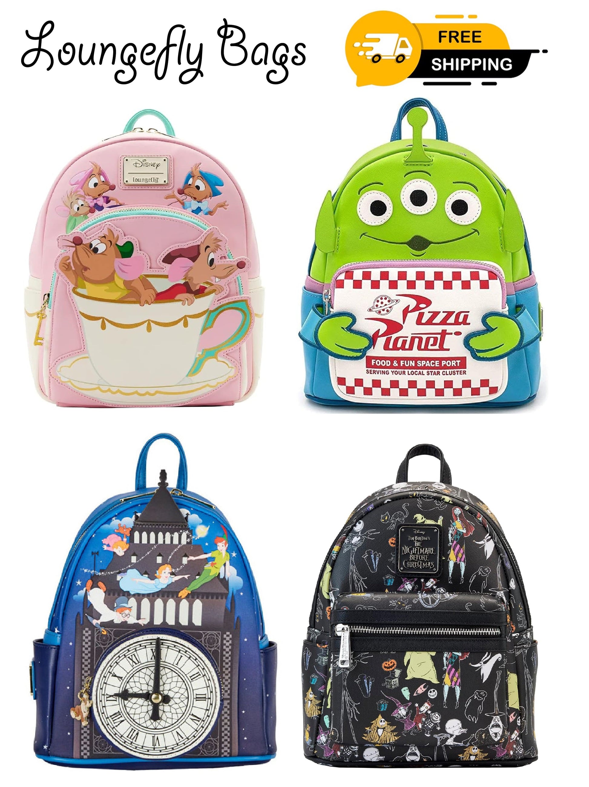 Loungefly Cinderella Alien Nightmare PeterPan Backpack - itzy bitsy