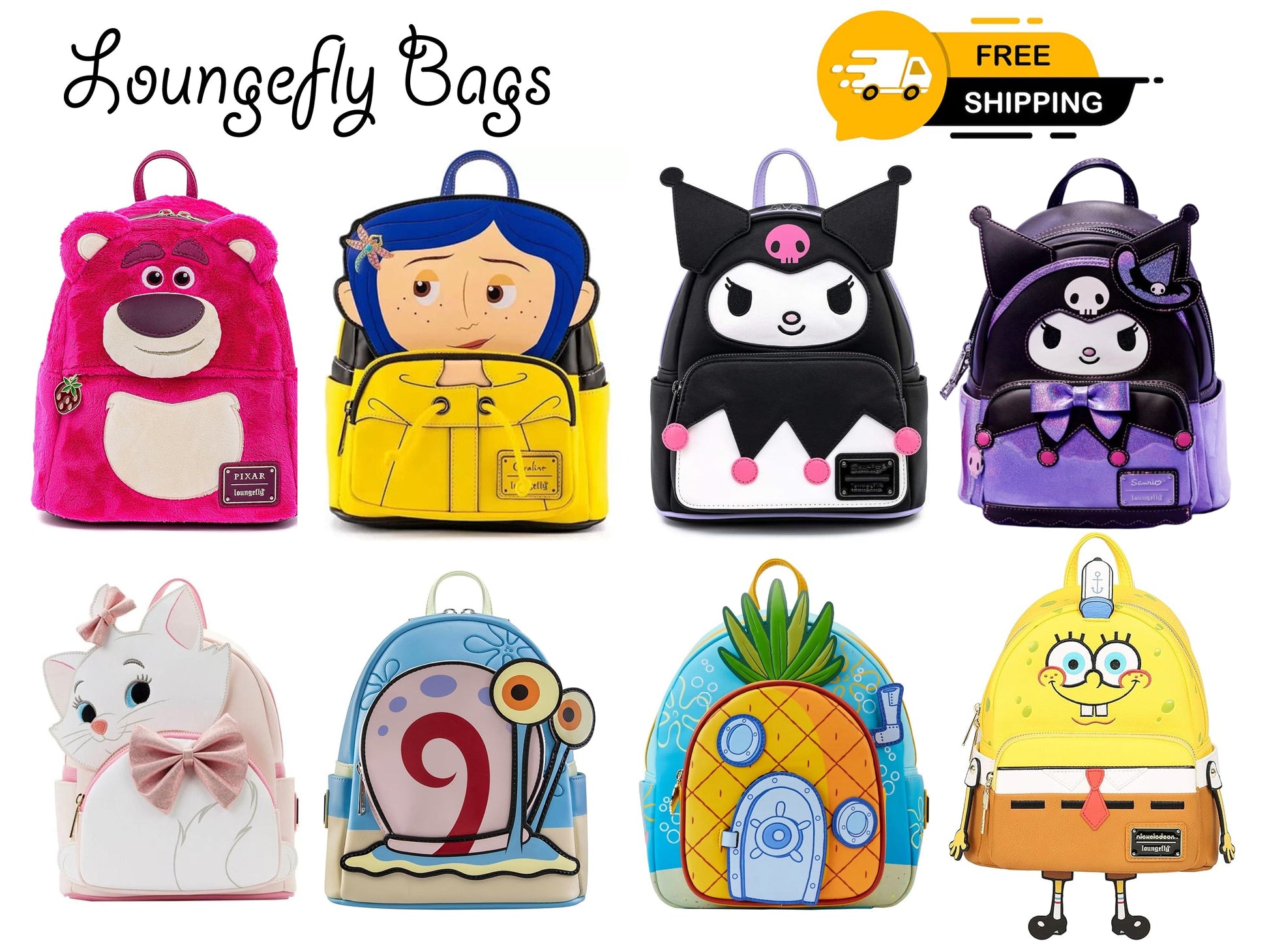 Loungefly Spongebob Patric Kuromi Lotso Caroline Bags - itzy bitsy
