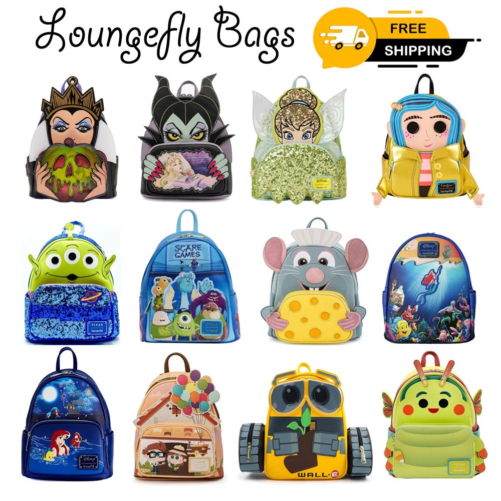 Loungefly Villain Tinker Monster Wall E Bugs Ratatouille Stitch Up Mermaid Bag - itzy bitsy