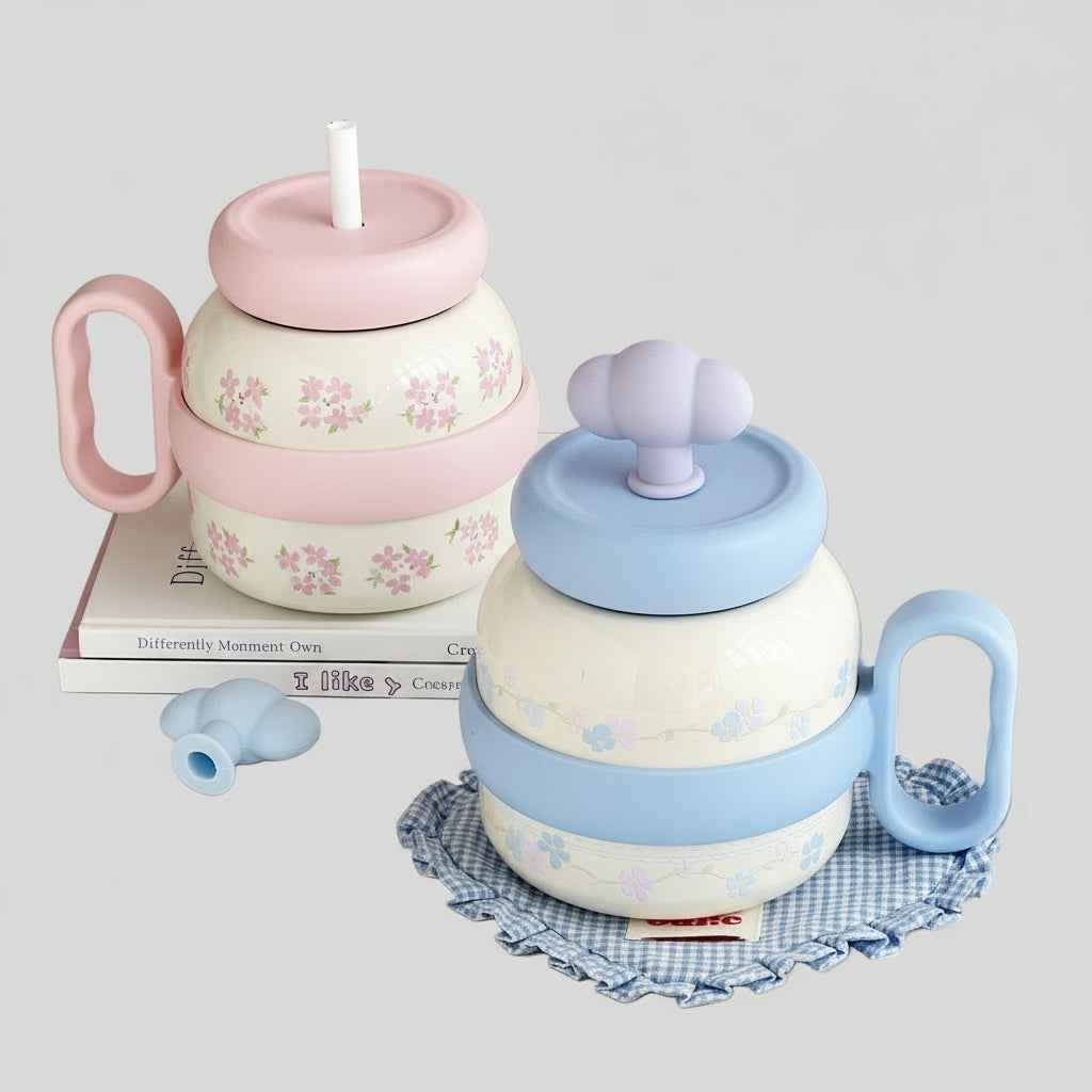 750ml Ceramic Liner Stainless Steel Cup with Straw