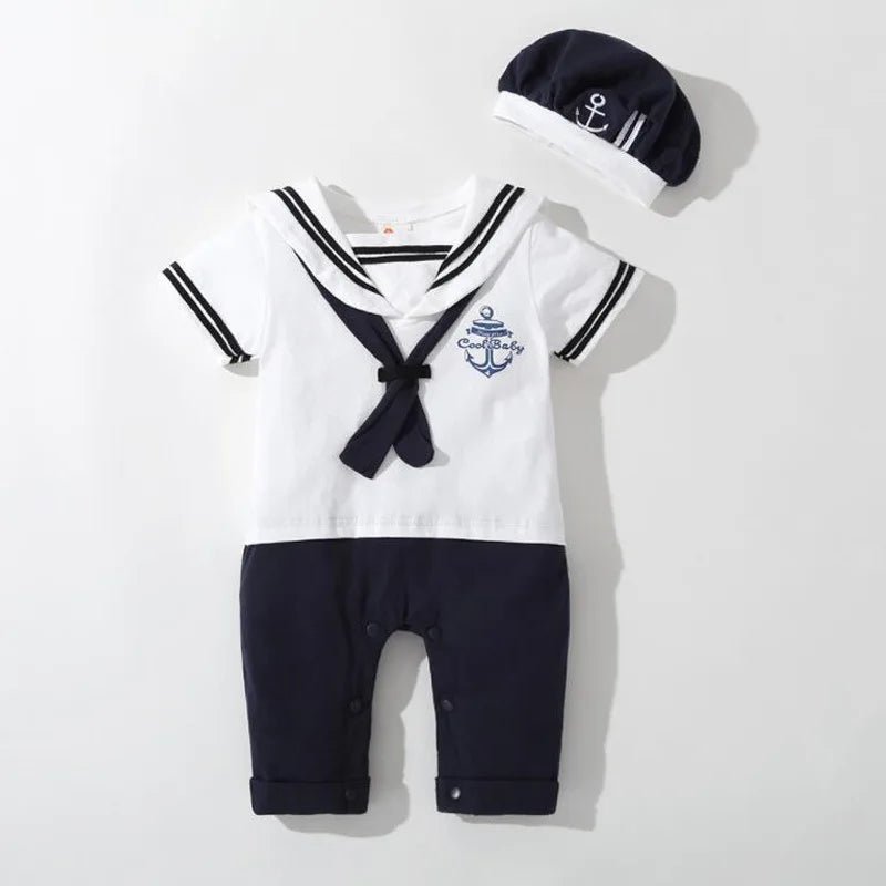 Marine Sailor Jumpsuit + Hat 2Pcs Sets - itzy bitsy