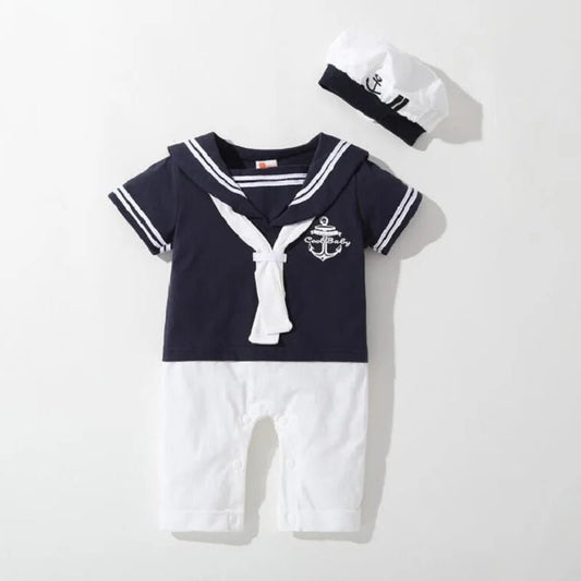 Marine Sailor Jumpsuit + Hat 2Pcs Sets - itzy bitsy