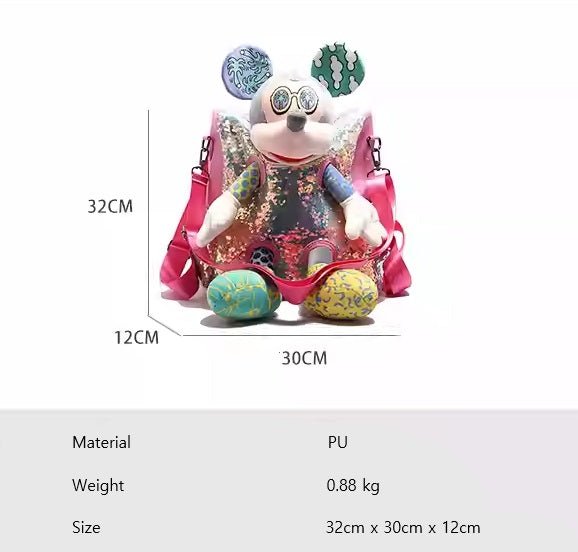 Mickey Mouse Doll Glittered Backpack - itzy bitsy