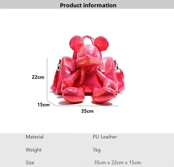 Mickey Mouse Doll Sequined Messenger Bag - itzy bitsy