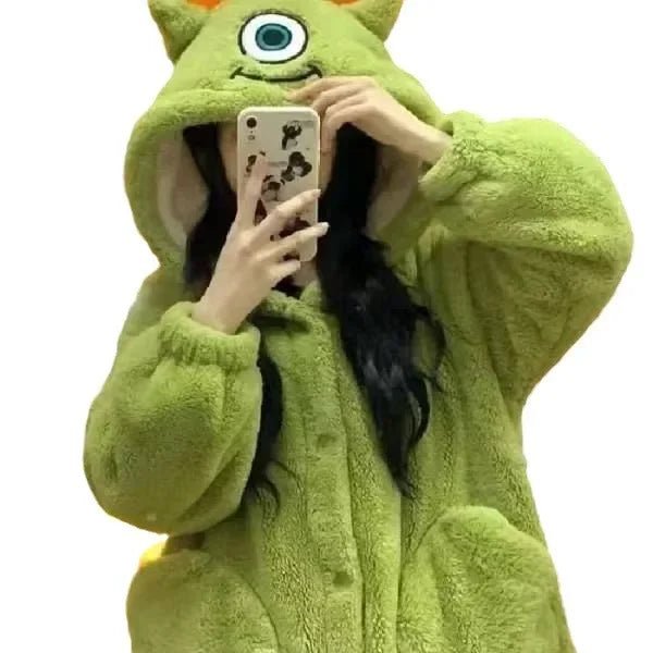 Mike Wazowski Coral Fleece Hooded Robe - itzy bitsy