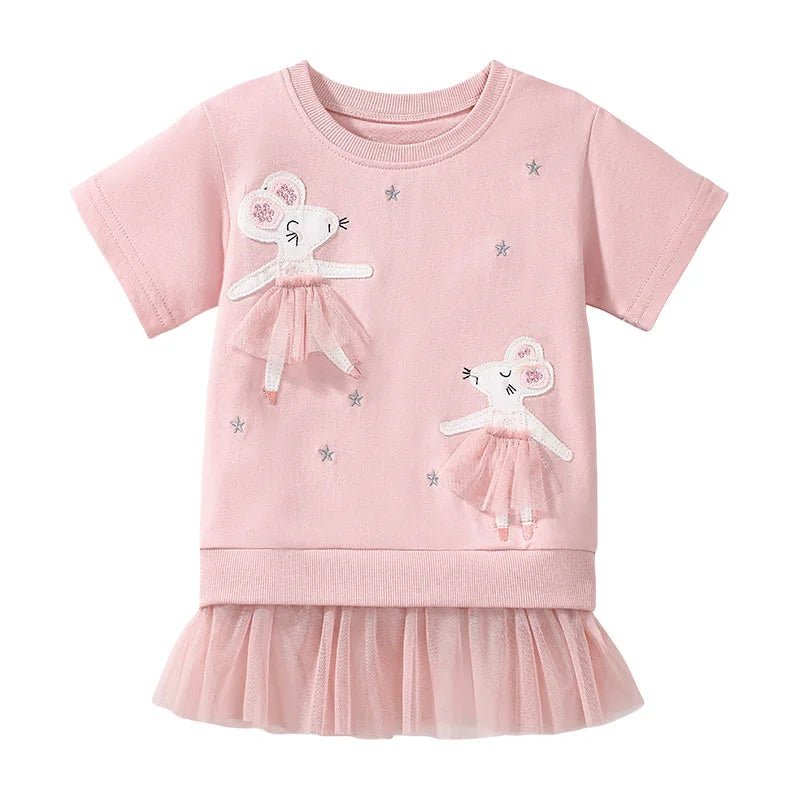 Mouse Applique Mesh Tulle T Shirt - itzy bitsy