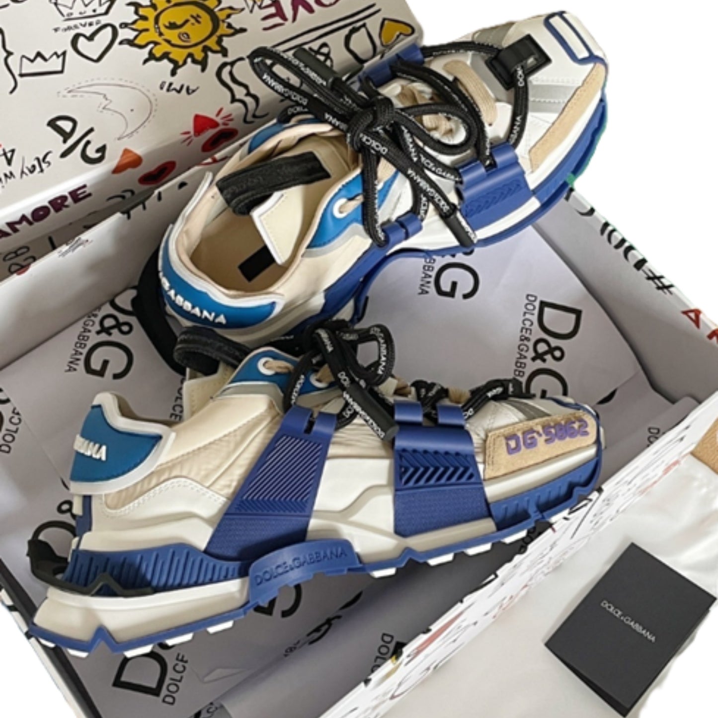 D&G Designer Inspired Space Sneakers - Navy Blue