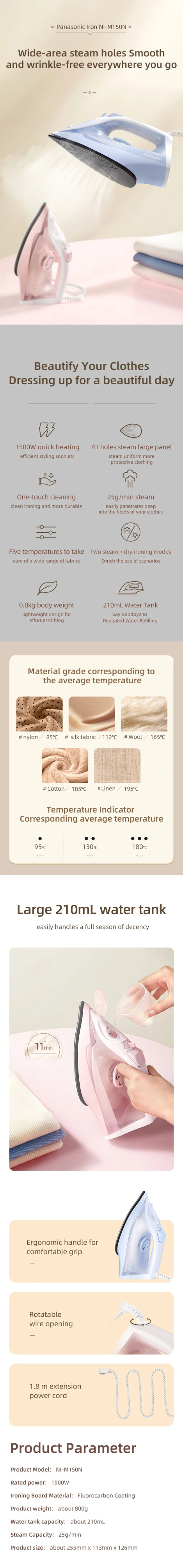 Panasonic Blue Steam Iron - itzy bitsy