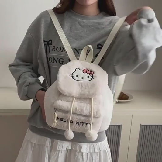 Kitty & Friends Embroidered Plush Kids Backpack