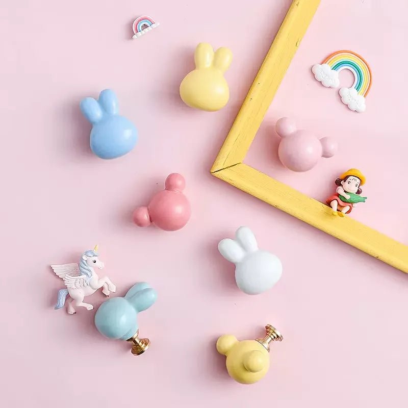 Rabbit Ceramic Door Knobs for Children's Cabinet Drawer Closet Cupboard Wardrobe - itzy bitsy