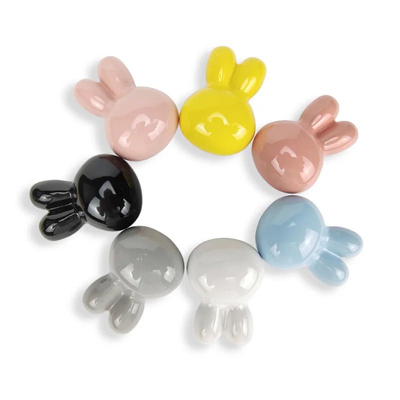 Rabbit Ceramic Door Knobs for Children's Cabinet Drawer Closet Cupboard Wardrobe - itzy bitsy