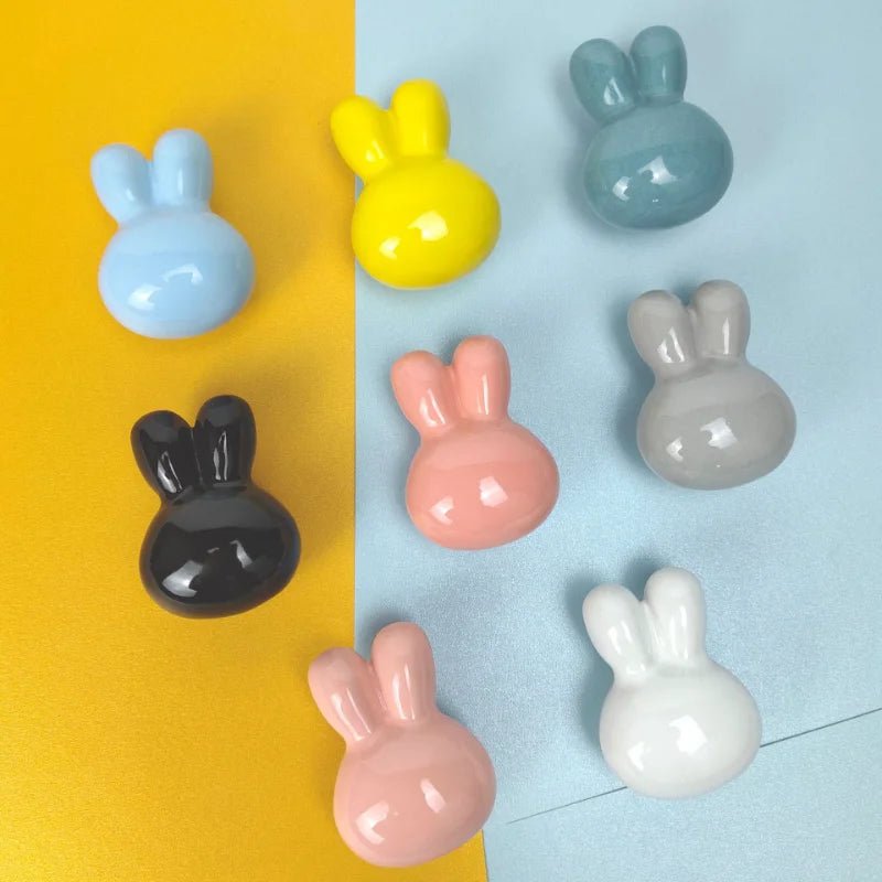 Rabbit Ceramic Door Knobs for Children's Cabinet Drawer Closet Cupboard Wardrobe - itzy bitsy
